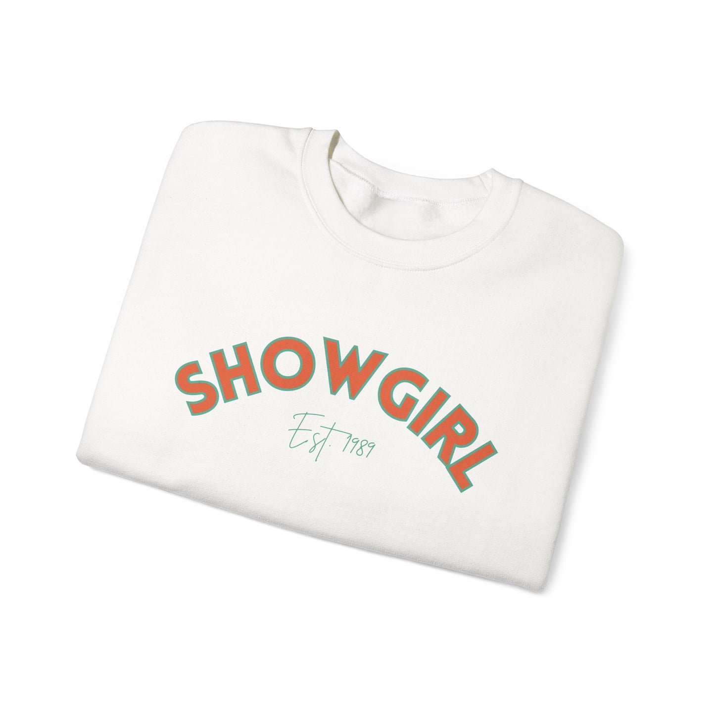 Showgirl Green on Orange Crewneck